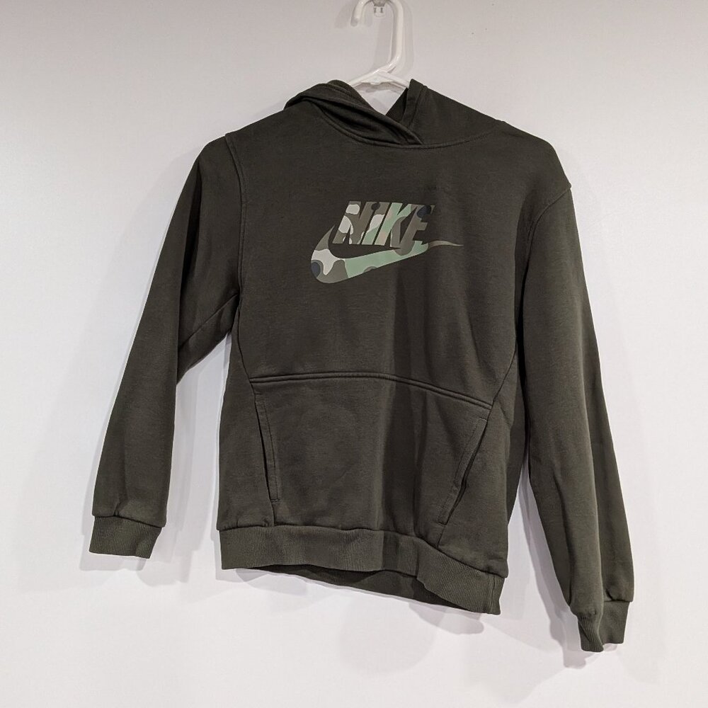 *3/$10* Nike Camo Logo Hoodie Olive Green Size Large